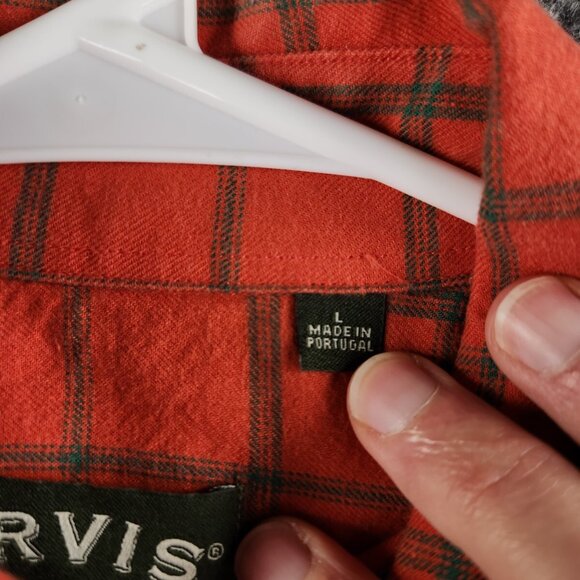 Orvis Large Adult Wool Blend Flannel Soft Lightweight Orange Green Plaid Outdoor - Picture 15 of 16
